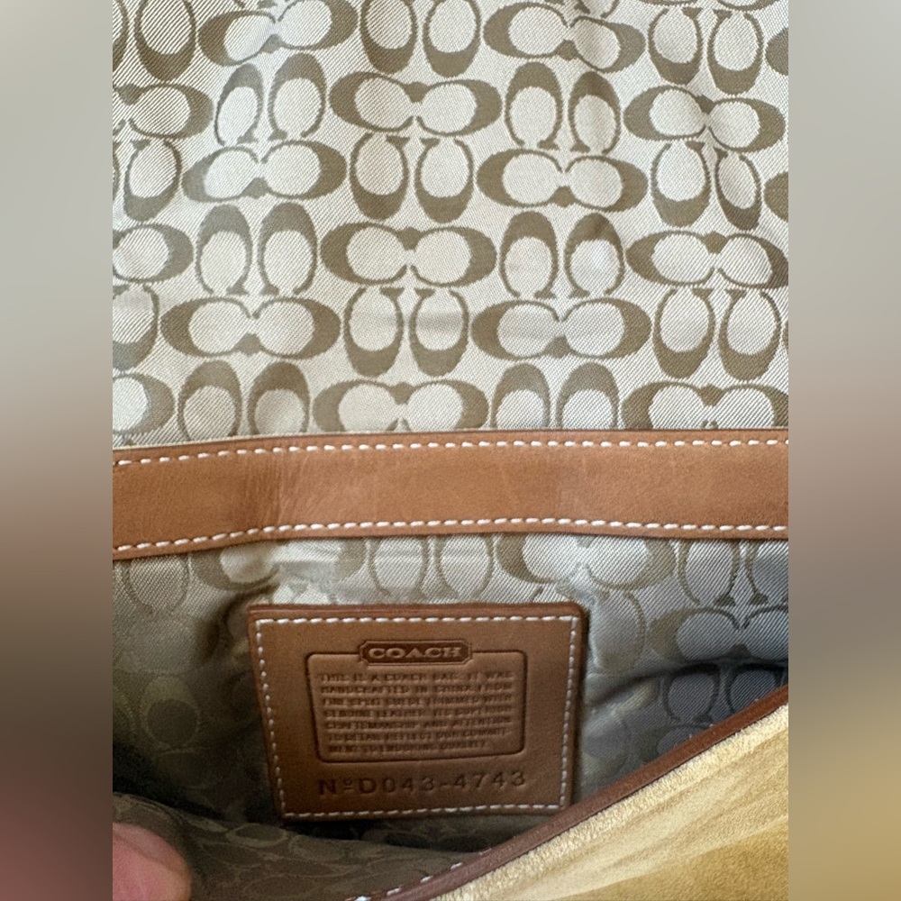 Coach mini Suede Saddle Bag 4743 Tan Mini Crossbody Equestrian Vintage - Picture 2 of 15